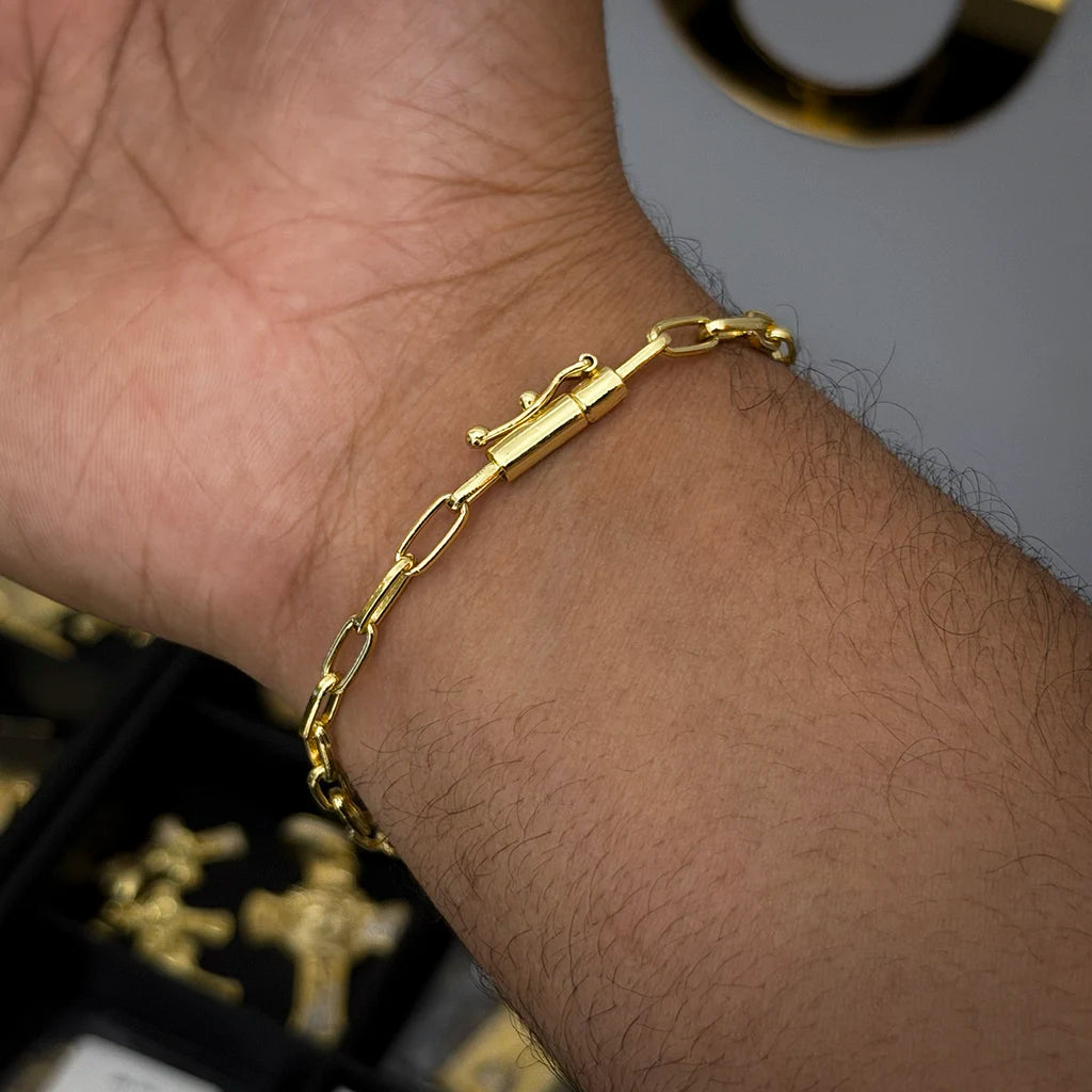 Pulseira Meia Cana 4mm Banhada a Ouro 18K