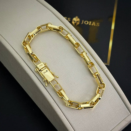 Pulseira Meia Cana Dupla 6mm Banhada a Ouro 18K