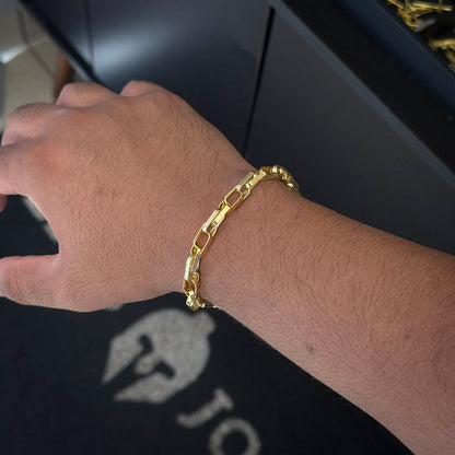 Pulseira Meia Cana Dupla 6mm Banhada a Ouro 18K