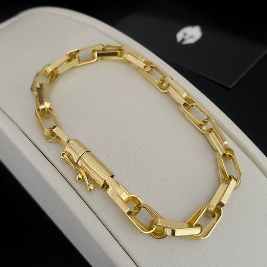 Pulseira Meia Cana Dupla 6mm Banhada a Ouro 18K