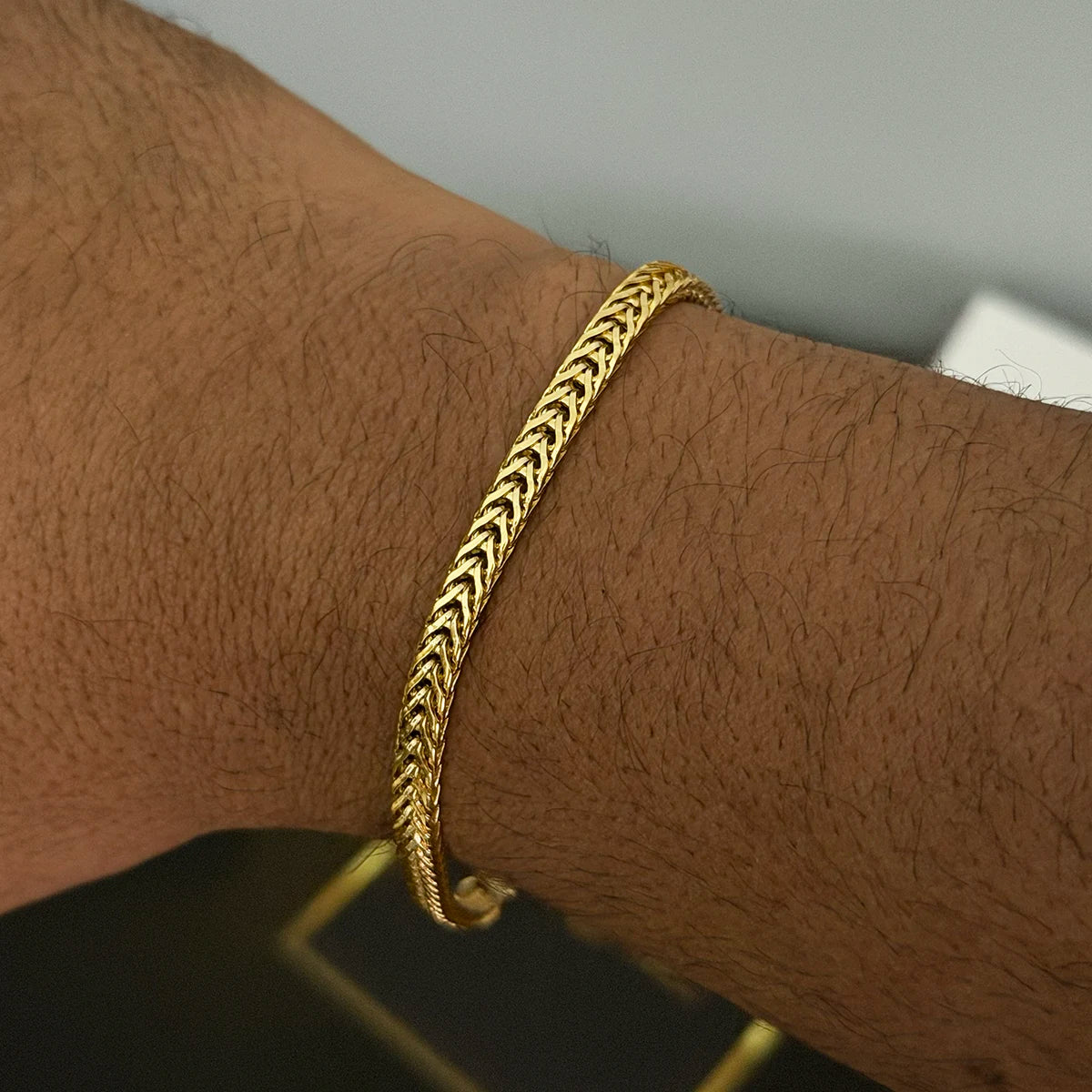 Pulseira Palmeira 4,5mm Banhado a Ouro 18K