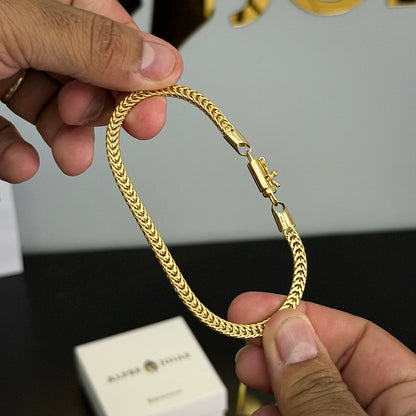 Pulseira Palmeira 4,5mm Banhado a Ouro 18K