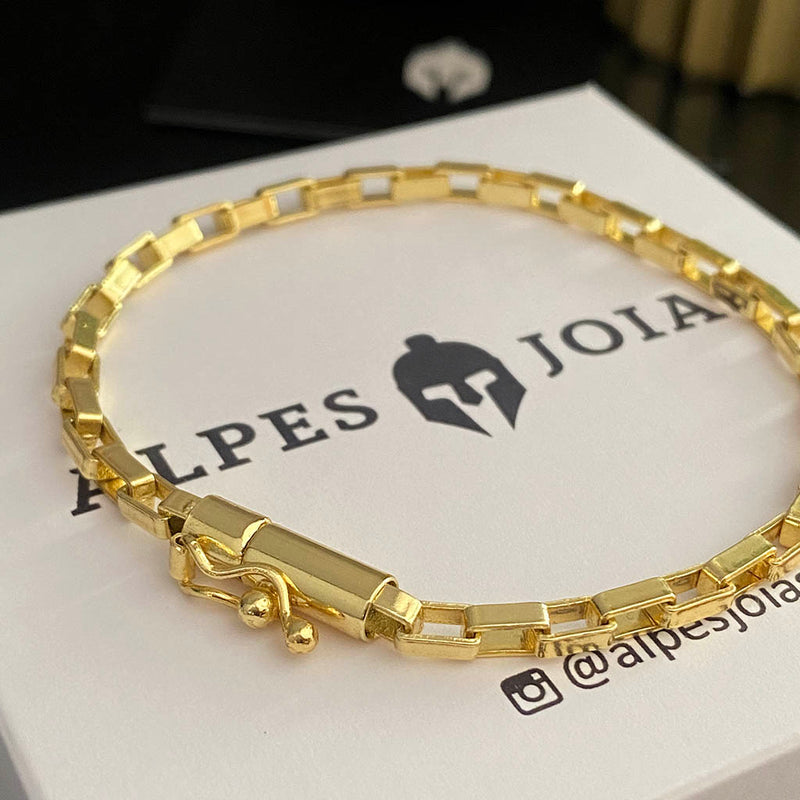 Pulseira Tijolinho 4mm Banhada a Ouro 18K