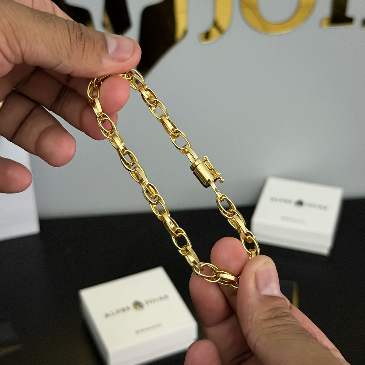 Pulseira Trançada 6mm Banhado a Ouro 18K