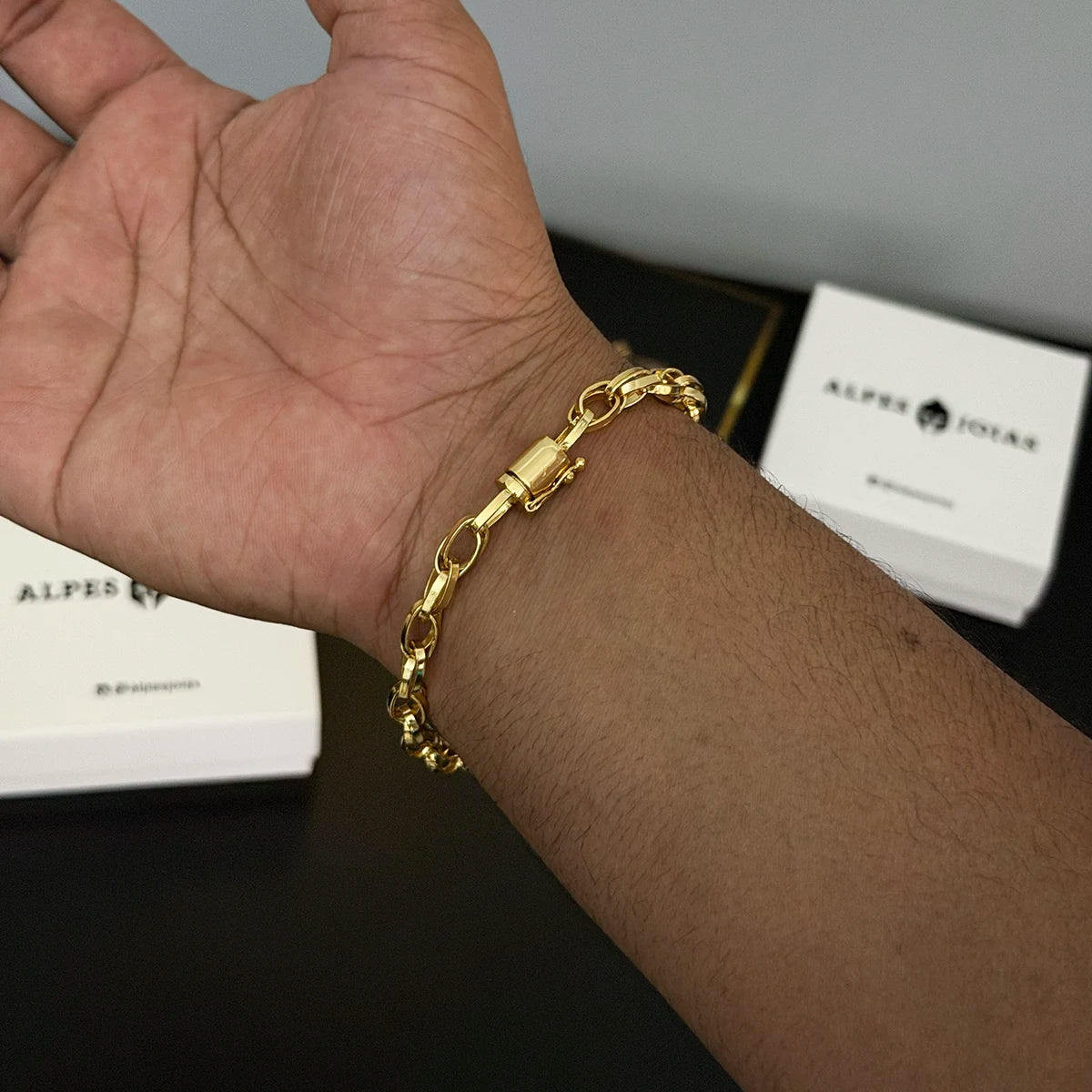 Pulseira Trançada 6mm Banhado a Ouro 18K