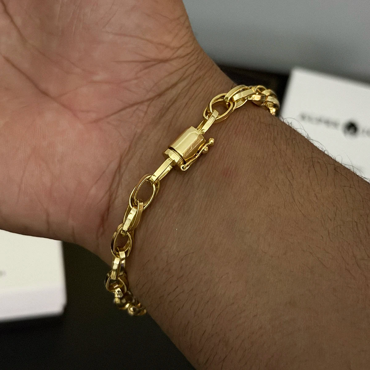 Pulseira Trançada 6mm Banhado a Ouro 18K