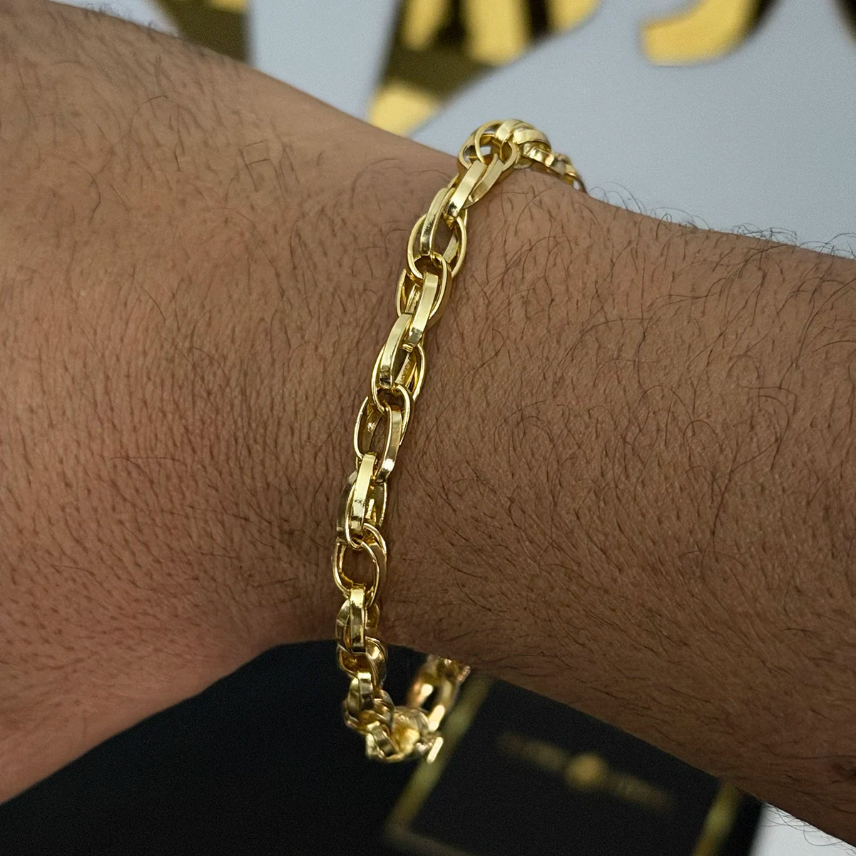 Pulseira Trançada 6mm Banhado a Ouro 18K