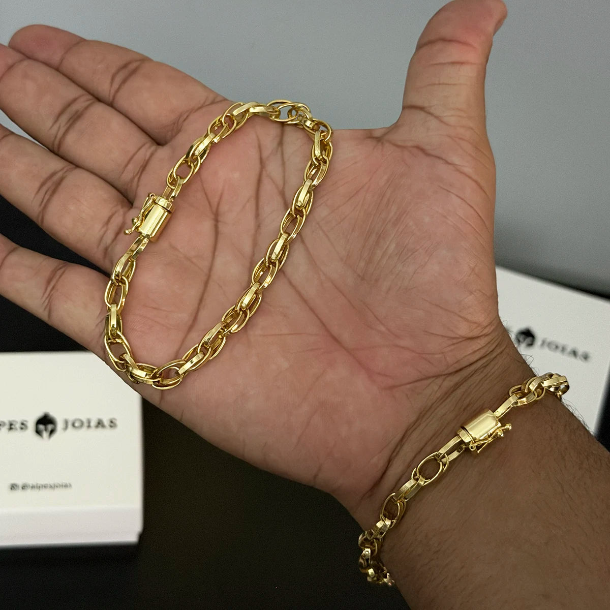 Pulseira Trançada 6mm Banhado a Ouro 18K