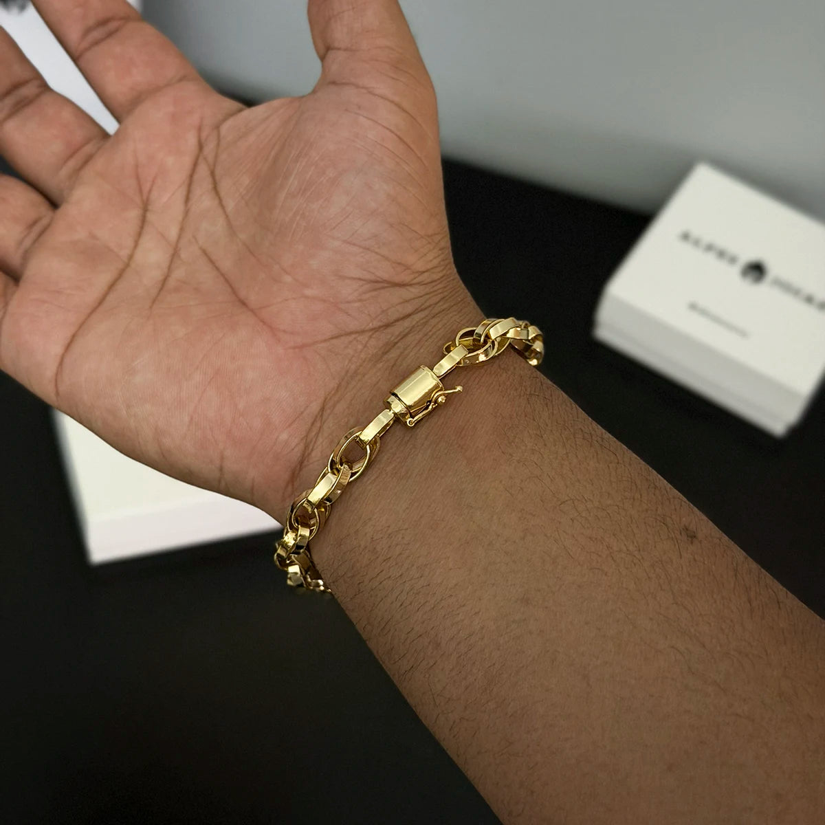 Pulseira Trançada 8mm Banhado a Ouro 18K