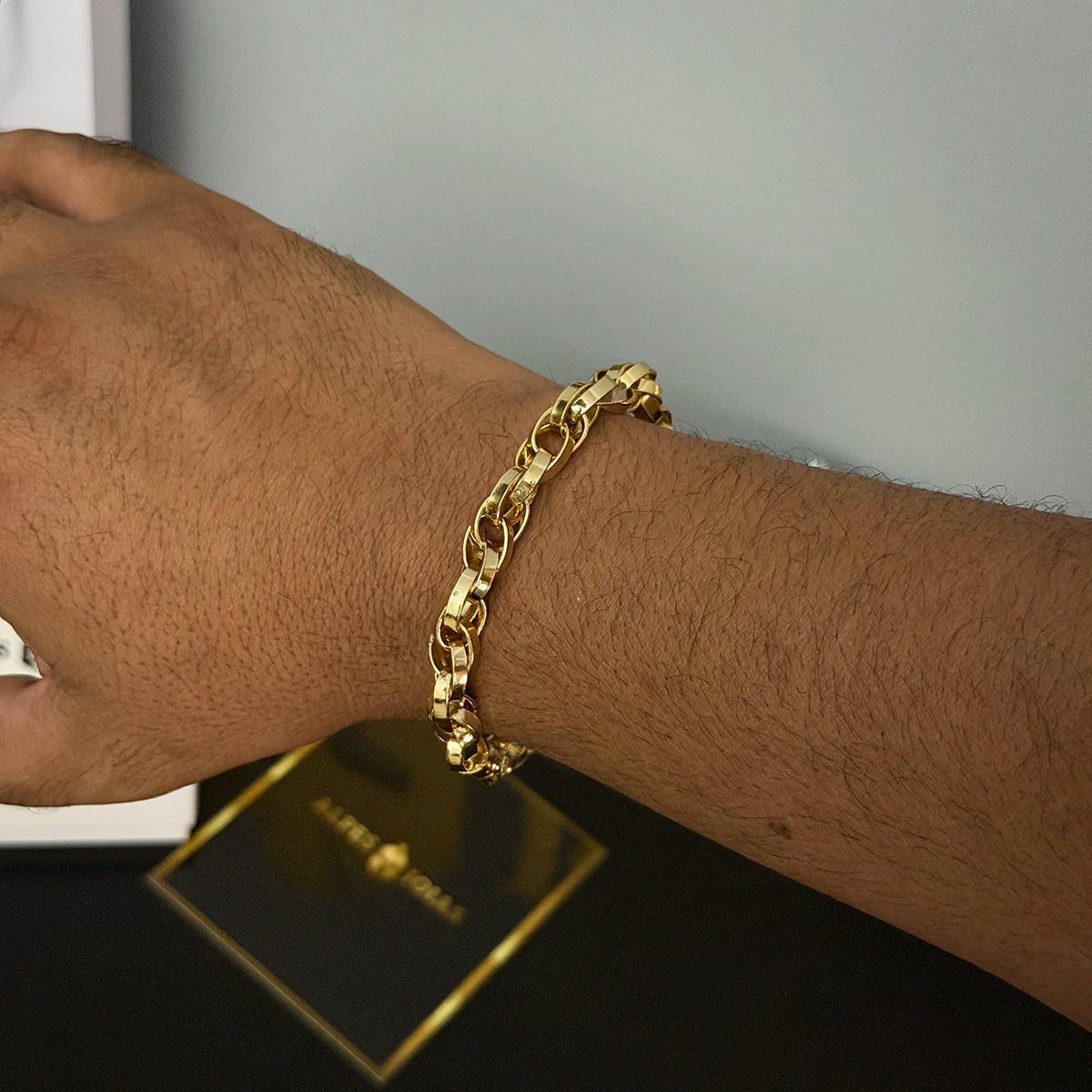 Pulseira Trançada 8mm Banhado a Ouro 18K