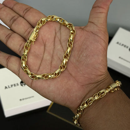 Pulseira Trançada 8mm Banhado a Ouro 18K