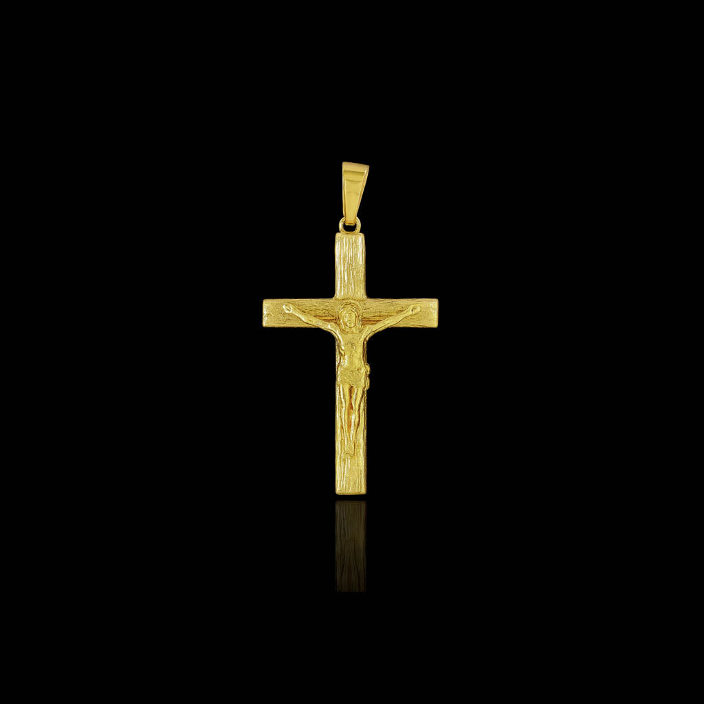 Pingente Crucifixo Madeira Banhado a Ouro 18K
