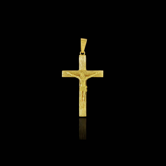 Pingente Crucifixo Madeira Banhado a Ouro 18K