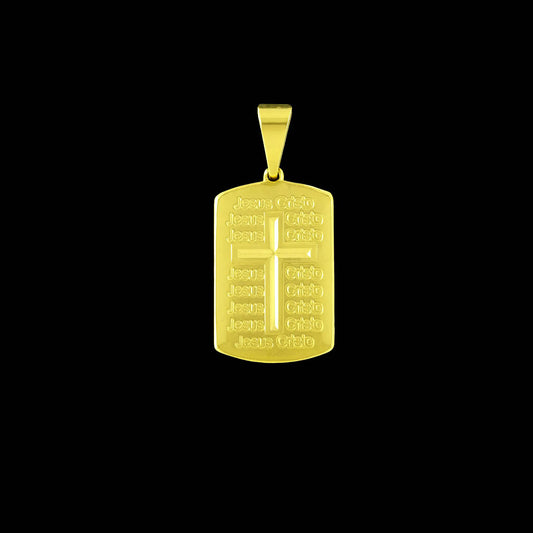 Pingente Placa Jesus Cristo Banhado a Ouro 18K
