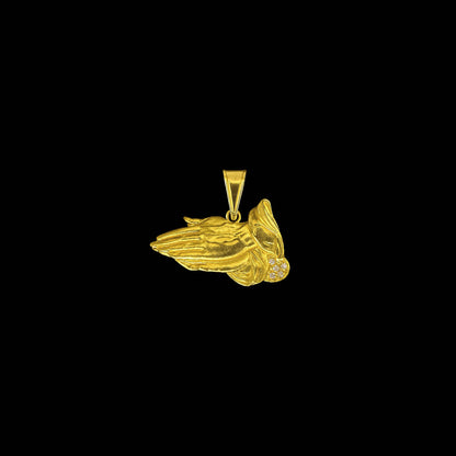 Pingente Mão Orando Cravejado (P) Banhado a Ouro 18K