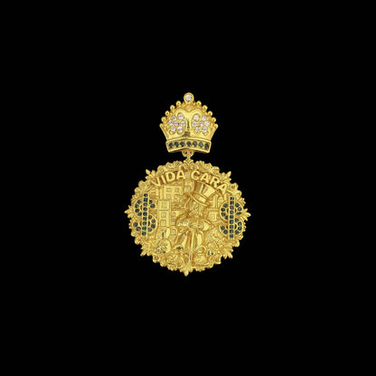 Pingente Vida Cara Banhado a Ouro 18K
