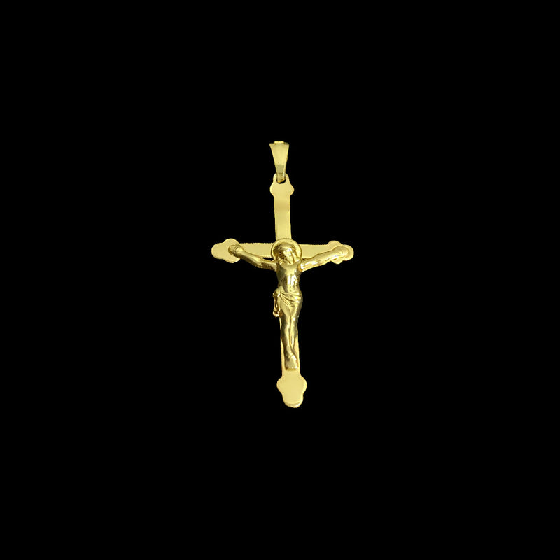 Pingente Crucifixo Borda Redonda Banhado a Ouro 18K