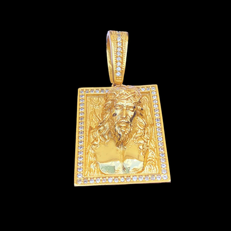 Pingente Rosto de Cristo 3D Banhado a Ouro 18K