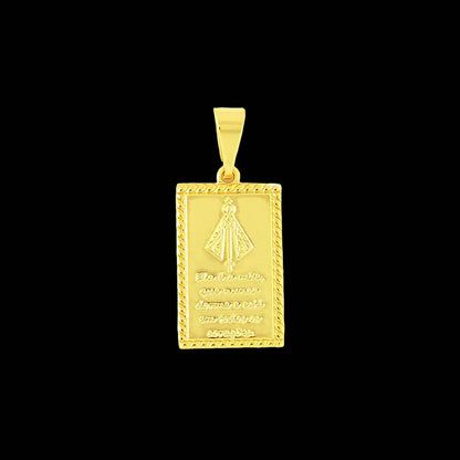 Pingente Placa Oração N. Sra. Aparecida Banhado a Ouro 18K