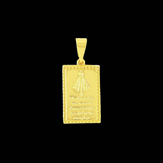 Pingente Placa Oração N. Sra. Aparecida Banhado a Ouro 18K