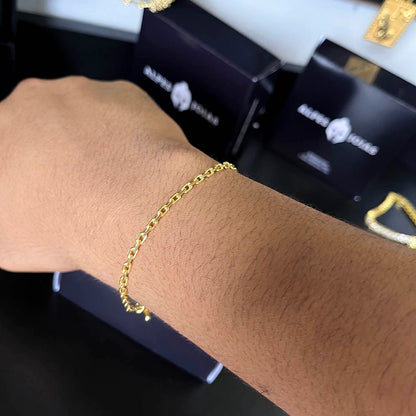 Kit Corrente e Pulseira Cadeado 2mm e Pingente Placa São Jorge Banhado a Ouro 18K