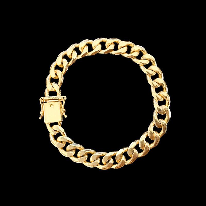 Pulseira Cubana 10mm Banhada a Ouro 18K