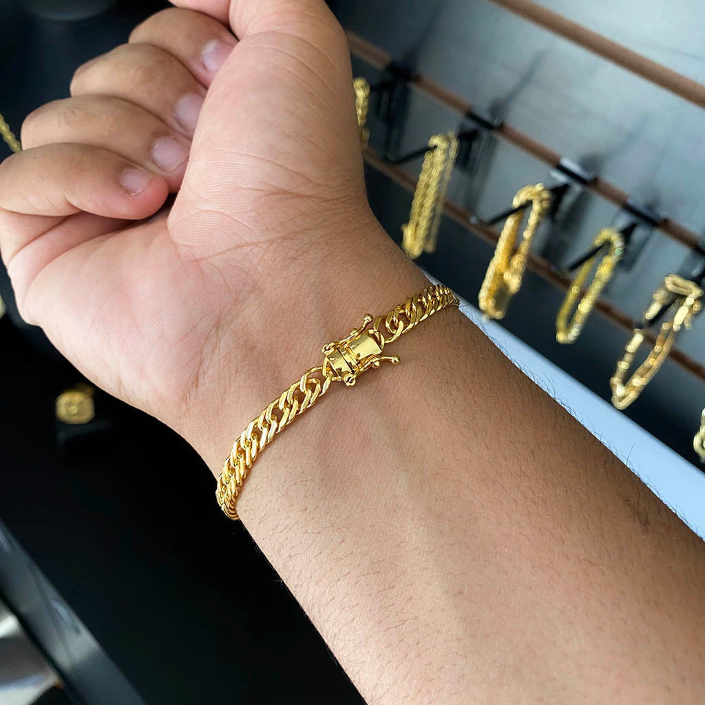 Pulseira Grumet Dupla 5mm Banhada a Ouro 18K